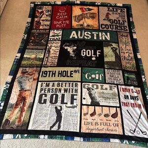Golf-Themed Patchwork Throw Blanket